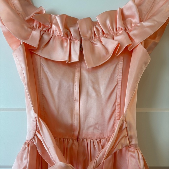 Vintage 80's Satin Pink Prom Dress Jessica McClintock GUNNE SAX Ruffle Lace Sz 3 - Picture 6 of 8